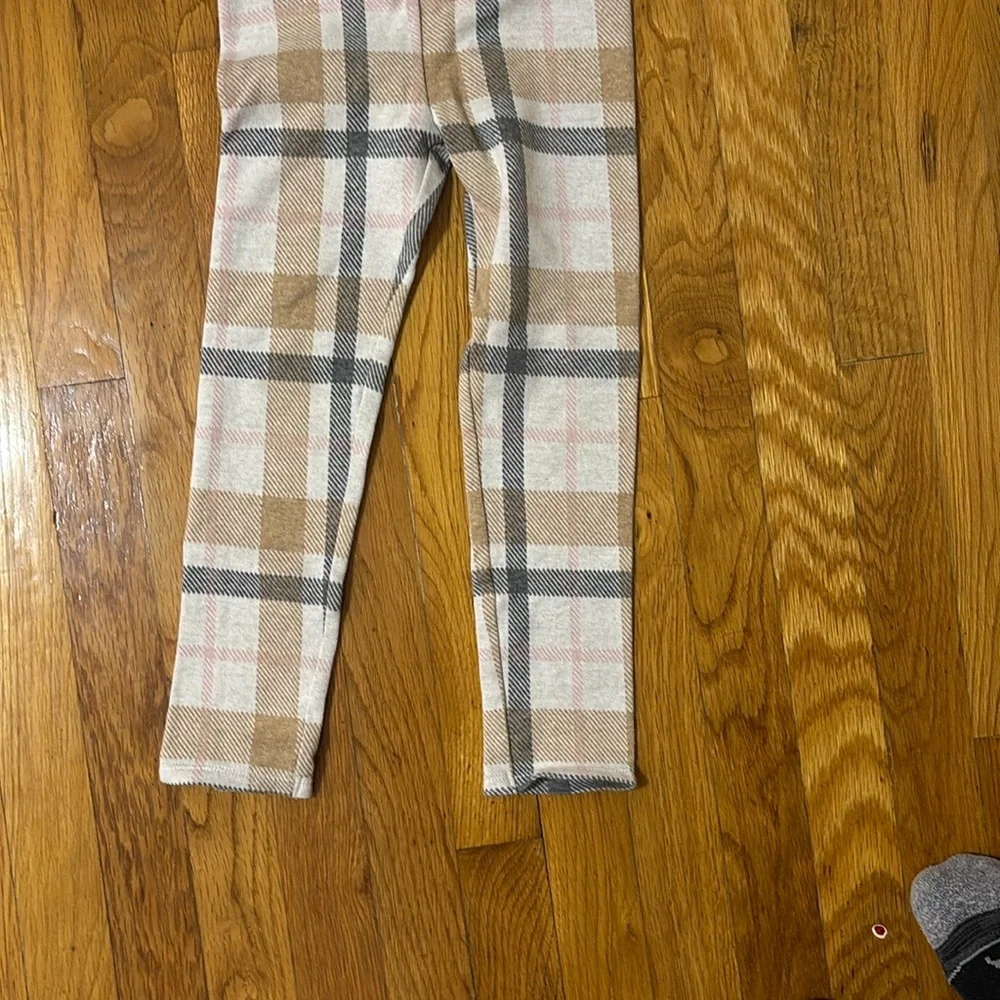 Janie and Jack Cream and Tan Cat Sweater and Plaid Pants Set
